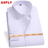 ASFLY Bamboo Fiber 8XL Men Shirt Long Sleeve Casual Big Size Shirts for Men Without Slim Fit Office 