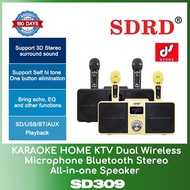 SDRD SD309 KARAOKE HOME KTV Dual Wireless Microphone Bluetooth Stereo All-in-one Speaker WITH 6 MONT