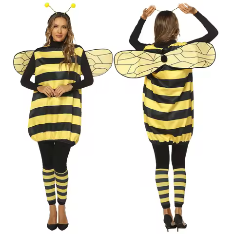 Bee Costumes for Women, Halloween Honey Bee Costume Adult Kids Little Bee Costume, Antennae Headband
