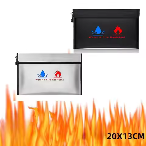 Multi-size Fireproof & Waterproof Bag Small Size ID Card Storage Bag with Zipper for Certificates Mo