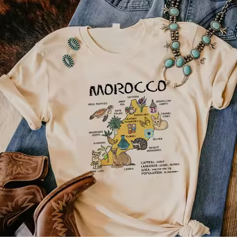Maroc Morocco t-shirts women Japanese graphic t shirt female designer anime y2k clothes