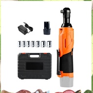 200Nm High-Torque 90° Cordless Ratchet Wrench Set 3/8'' Angle Wrench with 12V Batteries EU Plug