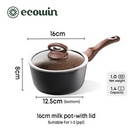 Ecowin Maifan หม้อหิน กระทะเคลือบหินอ่อน หม้อเซรามิก หม้อนม ไม่ติดก้น สำหรับใช้ในครัวเรือน ขนาด 16/2