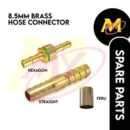 MY 8.5MM Brass Hose Connector Brass Hexagon Brass Straight Feru Clamp Water Connector Plunger Pump