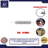 CERAMIC CEMENT RESISTOR, 10W 10 OHMS, 5% TOLERANCE POWER RESISTOR, WHITE