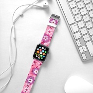 Apple Watch Series 1 , Series 2, Series 3 - Apple Watch 真皮手錶帶，適用於Apple Watch 及 Apple Watch Sport - Freshion 香港原創設計師品牌 - 粉紅色牽牛花花紋