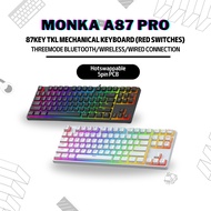 Monka A87Pro Tri-Mode Mechanical Keyboard【Bluetooth,Wireless,USB】Hotswappable Red switches