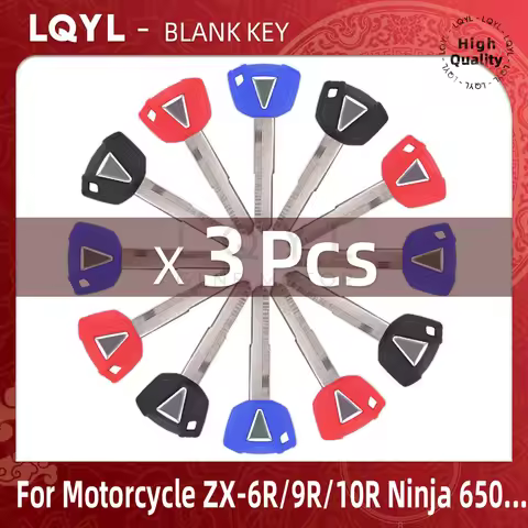 3Pcs New Blank Key Motorcycle Replace Uncut Keys For ZX6R ZX9R ZX10R ZX12R ZX14R ZZR1400 Ninja ER6N 