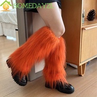 SOMEDAYMX Lolita Boots Cover, 40cm Faux Fur Furry Leg Warmers, Foot Cover Y2K Thickened Japanese Sty