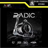 Oxgn RADIC 5+1 Aluminum Spinning Fishing Reel with Power Handle and Loud Drag Clicker