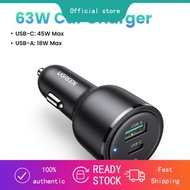 Ugreen 63W Dual Ports Fast Charging 18W 36W PD QC Car Charger for PPS Samsung 45W iPhone 14 Pro Max