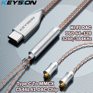 KEYSION สายหูฟังโทรศัพท์ไปเป็น MMCX พิมพ์-C DSD128ถอดรหัสตัวแปลงสัญญาณเสียงดิจิตอลเป็นอานาล็อกไฮไฟ32