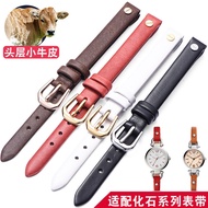 Genuine leather watch strap for women Fossil fossil ladies genuine leather U-shaped mouth ES4119ES4000 black and white brown red 8mm 【JYUE】