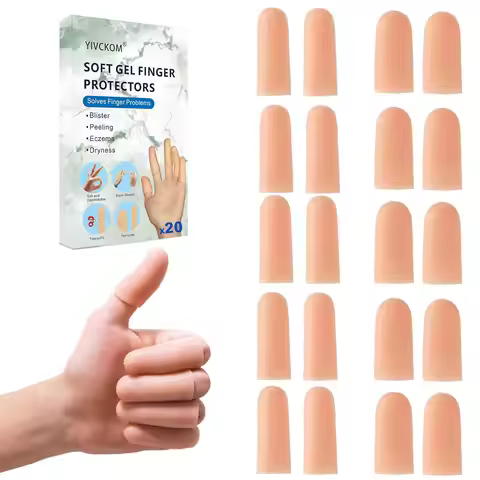 Gel Finger Cots, Silicone Finger Protectors for Dry Skin, Cracked Fingertips, Eczema, Arthritis (20 