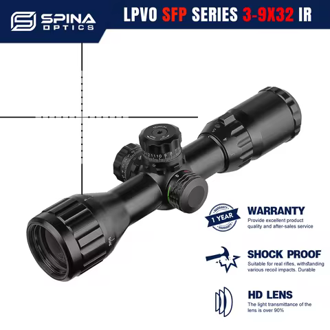 SPINA OPTICS 3-9x32 AOIR Tacticle Riflescope Red/Green Dot Illuminated Mil-dot Optic Sight Rifle Sco