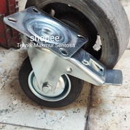 4" Rubber Wheels + Brakes - 4 Inch Trolley Wheels perbj