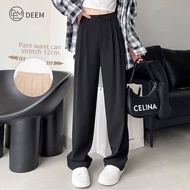 DEEM Casual Pants Slack Pants For Women Straight Cut Pants Vogue Pants Trousers Belt