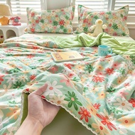 Cotton summer blanket, soy fiber cotton summer blanket, quilted thin and soft, cotton blanket with p