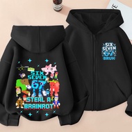 Long Sleeve Zip-Up Jacket And Hoodie For Boys And Girls Game Theme Pattern 67 Six Seven My Friend St