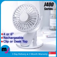 J400 Mini Desktop USB Fan 2500mAh Rechargeable Fan with Removable Grille Clip Fan with 3 Fan Speed