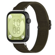 全城熱賣 - 適用於華為 Watch Fit 3 民族風彈性尼龍錶帶（軍綠色）