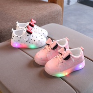 2022 ฤดูใบไม้ผลิเด็กแสงรองเท้าโบว์กระดานรองเท้าไฟ LED รองเท้ากีฬารองเท้าเด็กรองเท้าเด็กผู้หญิง