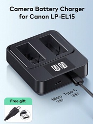 Llano 雙 USB 充電器，適用於Nikon EN-EL15 電池，相容於 D750/D7100/D7000/D610/D810，搭配 Micro 電纜的 LED 顯示器