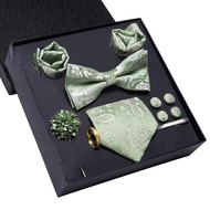 Luxury Flower Pattern Tie Soft Men's Handkerchief Cufflink Set (GIFT BOX NOT INCLUDED)