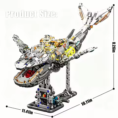 Marine Bio-mechanical Whale Block with Light Power Module Bionic Motion Creative Ornament MOC Gift B