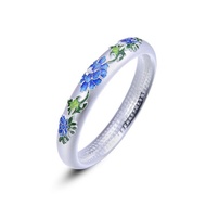 s999 Pure Silver Cloisonne Bracelet Ethnic Pattern Burning Blue Sterling Silver Bracelet