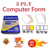 ACEFORM computer form 9.5" x 11" 3Ply NCR (w/p/y) 300sets / white 300 sets/ A4 computer form 9.5" x 
