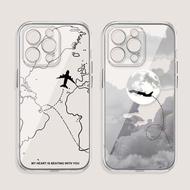 Sketch plane route diagram Transparent shell Phone Case for Samsung A13 A14 A15 A16 A22 A23 A24 A25 