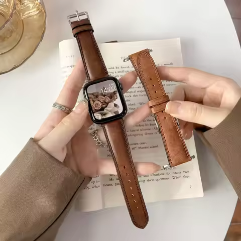 Leather Watch Straps for Apple Watch band 46mm 44mm 49mm 45mm 42mm 40mm 38/41mm bracelet iWatch seri