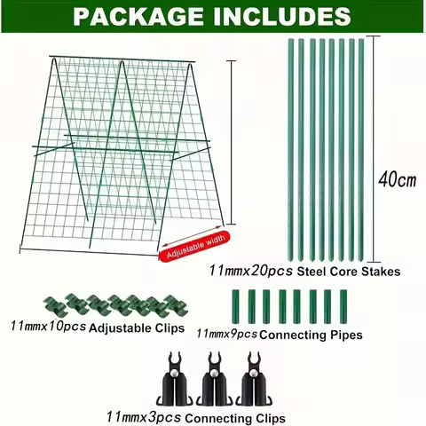11x400mm Greenhouse Detachable Support Trellis Tomato for Plant Trellis Supporting Frame Home Garden