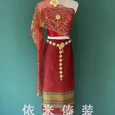 5pcs Thailand Myanmar women Dai clothing Dai Ethnic Costume Performance Dance National Costume Thai 