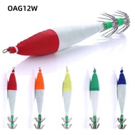 OAG12W Wood Shrimp Lure, Bright Color with Double Crown Hooks Squid Fishing Lure, Durable 6.3g Artif