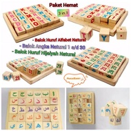Savings Package 3pcs Natural Blocks (Number Blocks, Hijaiyah Letter Blocks, Alphabet Letter Blocks)