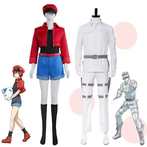Anime Cells At Work White Blood Cell Red Blood Cell Cosplay Costume Man Uniform Suit Woman Coat Shor