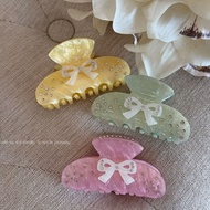 Ness Home Hair Clip Korean Acetate Rhinestone Bow Small Hair Clip Half-Tie Hair Clip Bow Hair Clip H