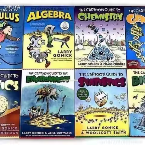 8 Books The Cartoon Guide to Statistics/Chemistry Funny Science Comics English Story Book Help Child