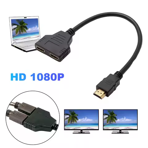 1 In 2 Out HMDI Y Splitter 1080P HDMI Dual Ports Conversion Cable 1 Male To Dual HDMI 2 Way Female A