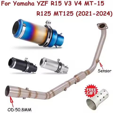For Yamaha YZF R15 R125 V3 V4 YZF-R15 MT-15 2020 - 2024 Motorcycle Exhaust Systems Escape Front Mid