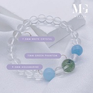 Merlin Goldsmith White Crystal x Green Phantom Beads Bracelet