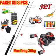 【# Beli 1 Dapat 7#】Set Joran Pancing Lengkap 1.8M/2.1M Batang BaitCasting Dan Reel Dengan Tali PE Da
