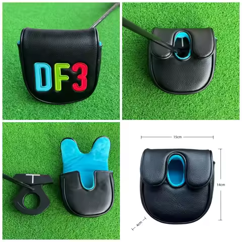 For DF3 Center Shaft Mallet Putter Covers Putter PU Leather Headcover Magnetic Closure Golf Club Cov