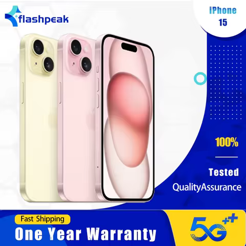 Original Used Apple iPhone 15 5G Mobile Phone Face ID 128GB/256/512GB Dual e-SIM NFC 48MP+12MP IOS A