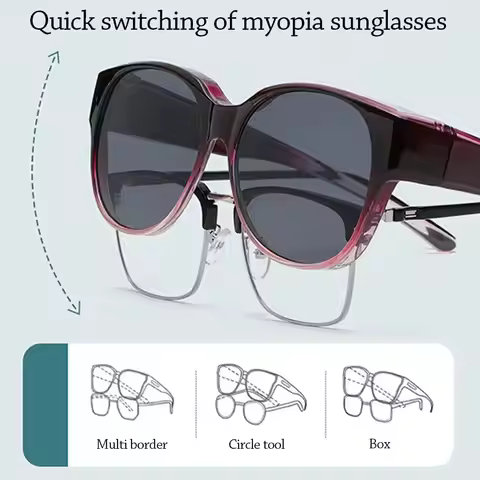 Fashion UV Protection Driving Sunglasses Round Frame Retro Fit Over Sunglasses Y2K Wear Over Glasses