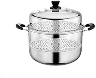 WZHZJ Thick Stainless Steel Steamer Extra Large Household Steamer Double 2 Layer 3 Three Layer Cooking Steamed Cooker Gas Stove (Size : 40CM)