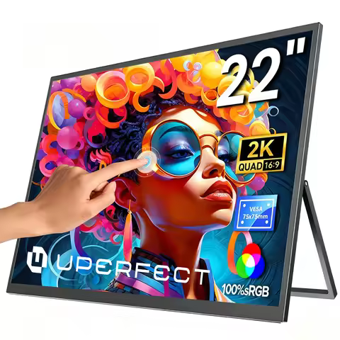 UPERFECT 22" 2K Touchscreen Portable Gaming Monitor 2560*1440 QHD Built-in Stand & VESA HDMI Type C 