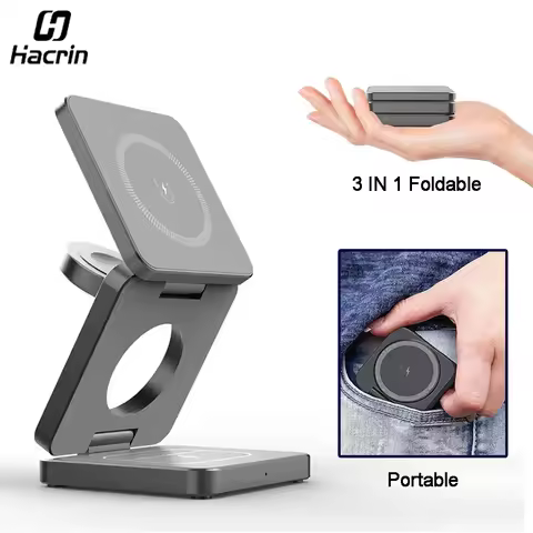 Wireless Charger for iPhone 3 in 1 Foldable Magnetic Wireless Charging Station for iPhone 15 14 13 1